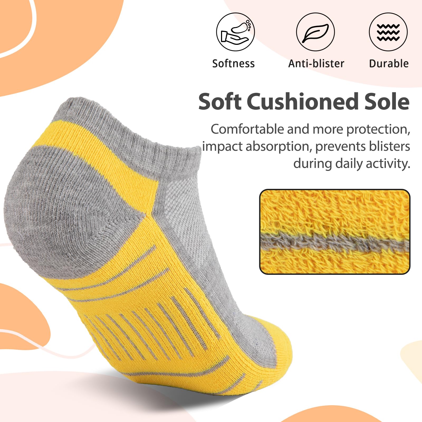 7 Pairs Ankle Socks Womens Athletic Cushioned Running Low Cut Socks for Women