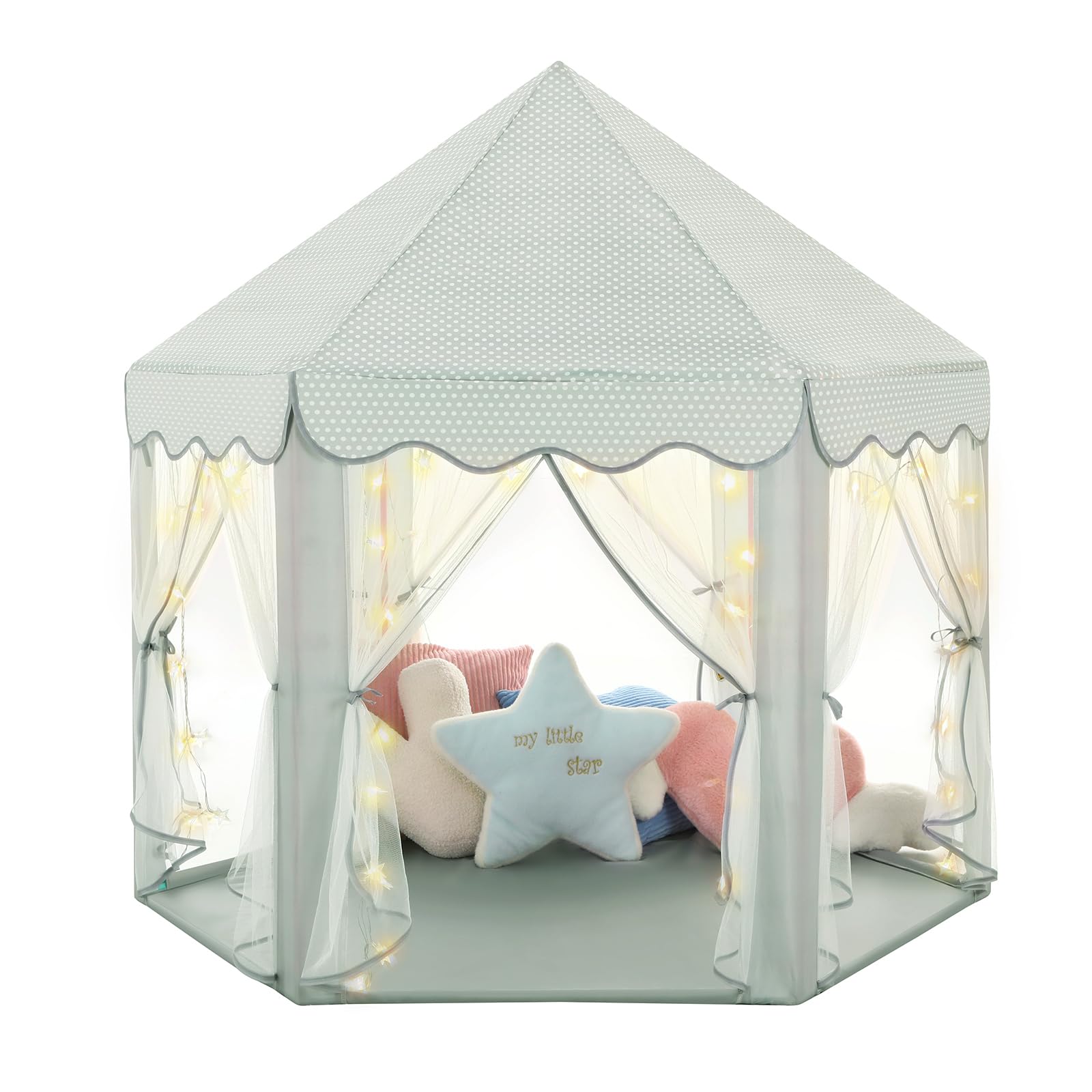 Monobeach Princess Tent Girls Large Playhouse Kids Castle Play Tent with Star Lights Toy for Children Indoor and Outdoor Games, 55'' x 53'' (DxH)