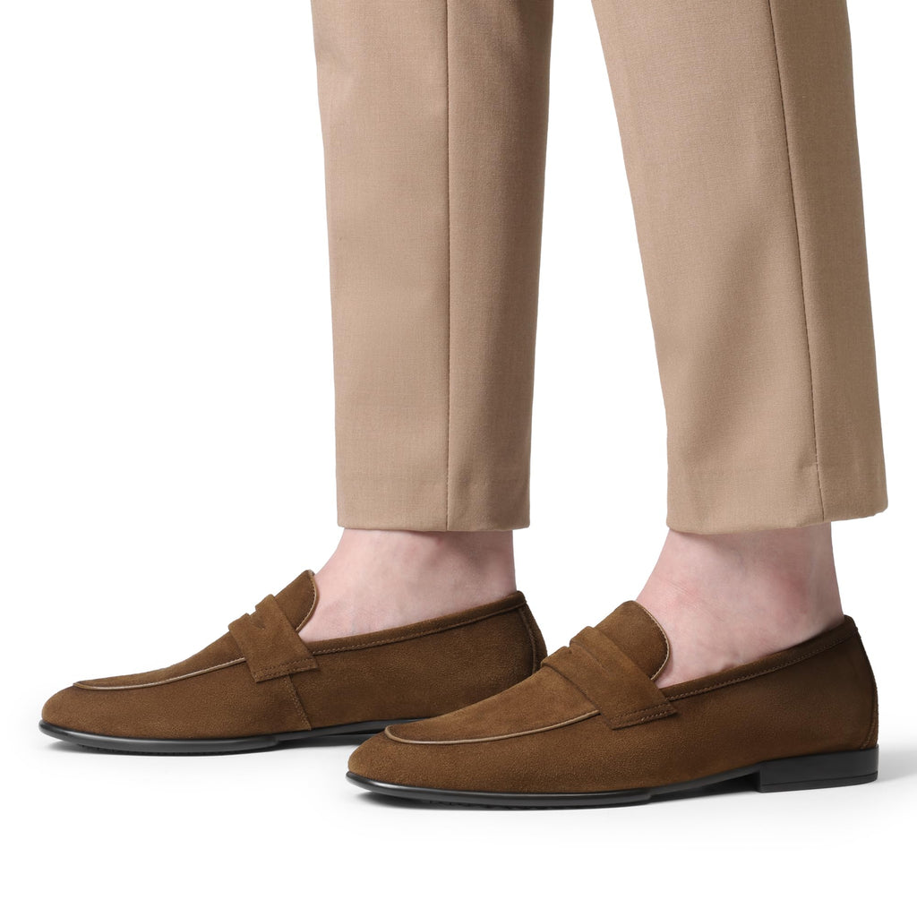 Men's Classic Penny Loafers Leather Suede Dress Shoes Comfort Lightweight Slip-on Shoe Solace Reserve