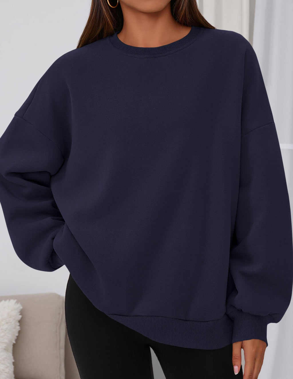 Sweatshirt for Women Oversized Crewneck Long Sleeve Pullover Fleece Top 2026 Fall Winter Fashion Outfits Clothes