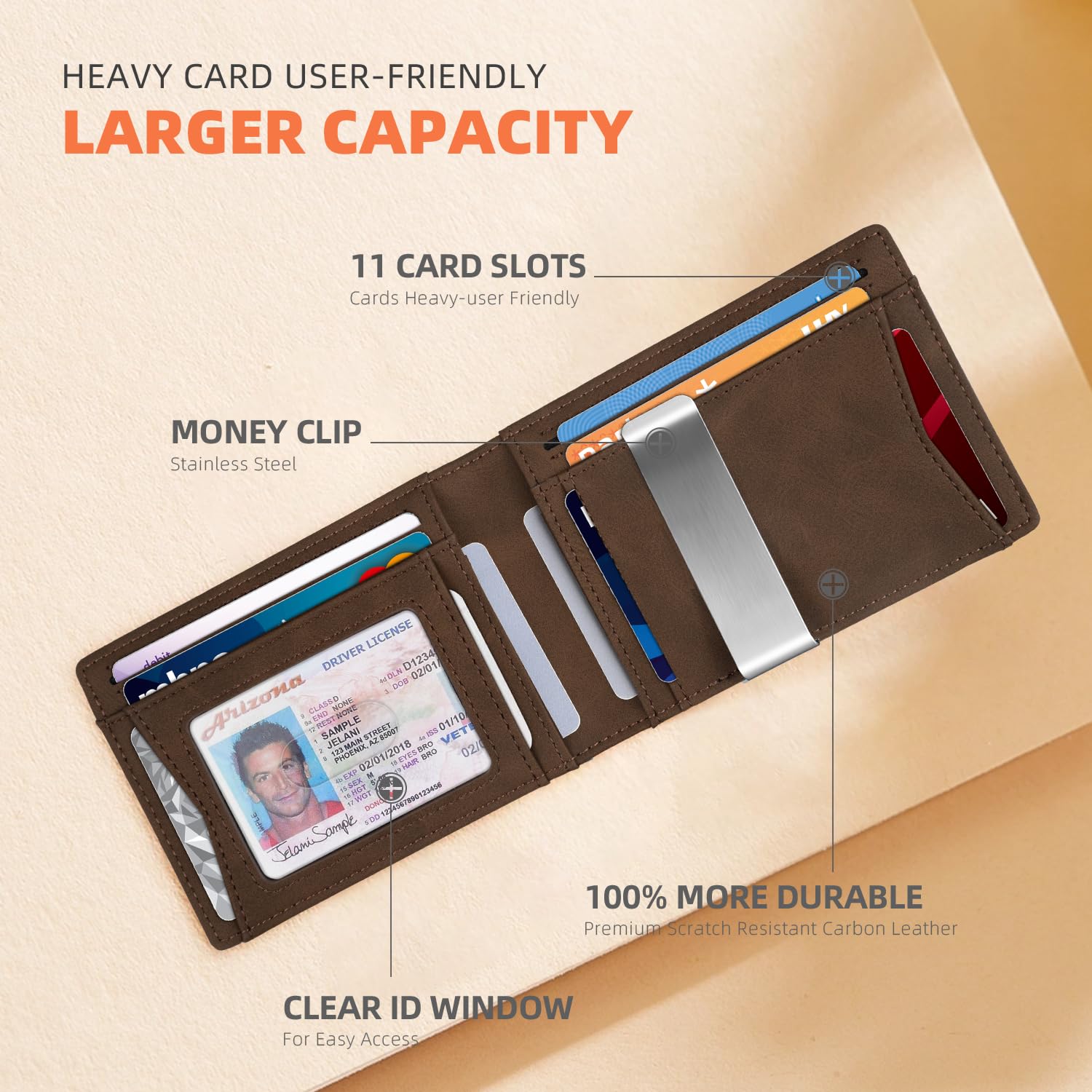 Slim Wallets for Men - Leather Money Clip Mens Wallet - RFID Blocking Front Pocket Bifold Wallet - Thin Credit Card Holder with Gift Box