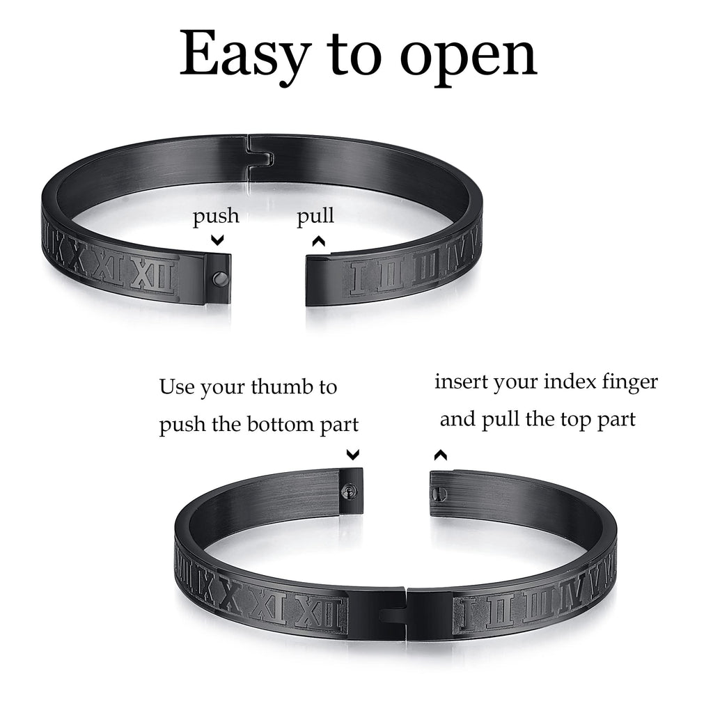 3PCS Stainless Steel Bracelets for Men Gold Roman Numeral Bangle Bracelet Twisted Cable Bracelet Adjustable Cuff Bracelet Mens Luxury Jewelry Bracelets Gifts