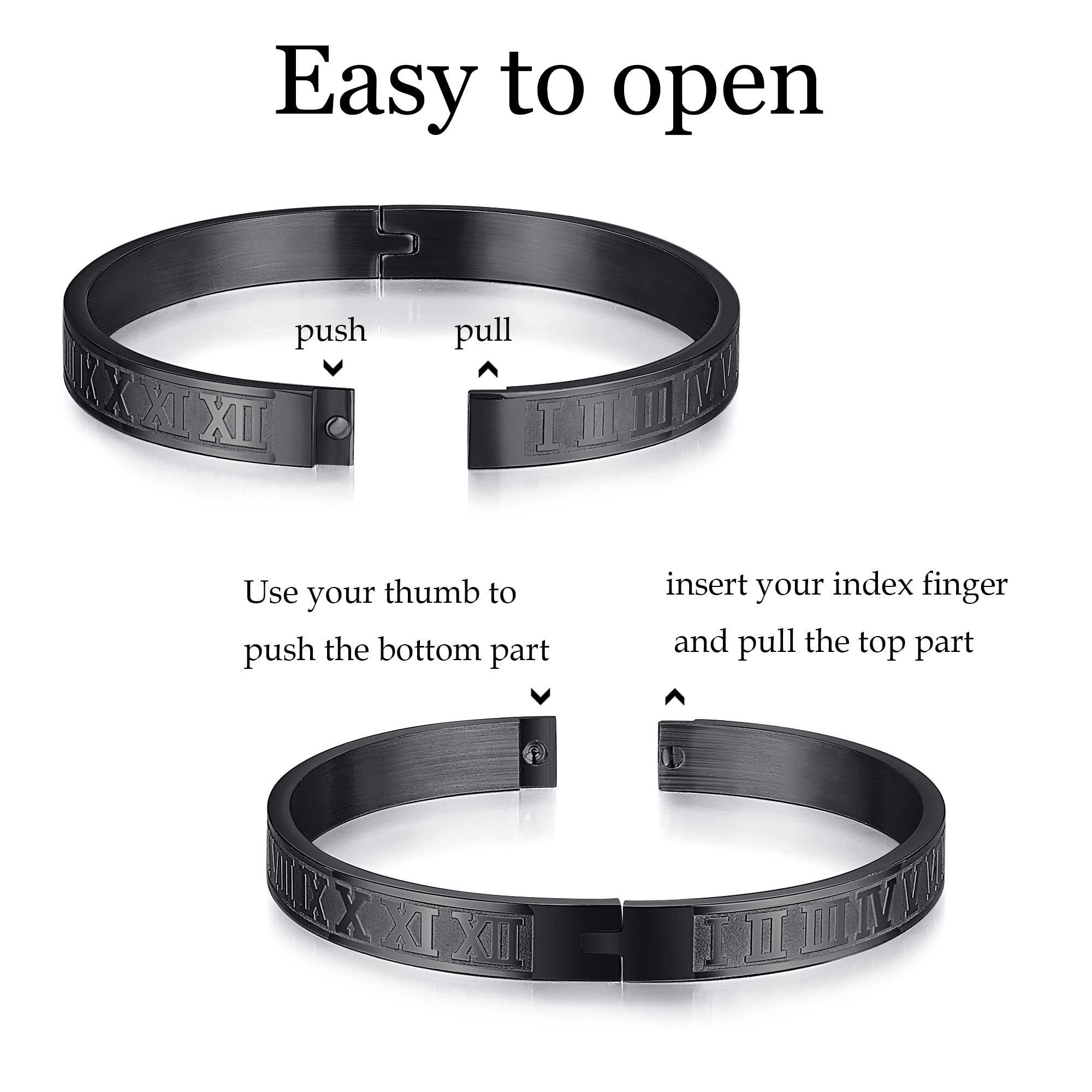 3PCS Stainless Steel Bracelets for Men Gold Roman Numeral Bangle Bracelet Twisted Cable Bracelet Adjustable Cuff Bracelet Mens Luxury Jewelry Bracelets Gifts