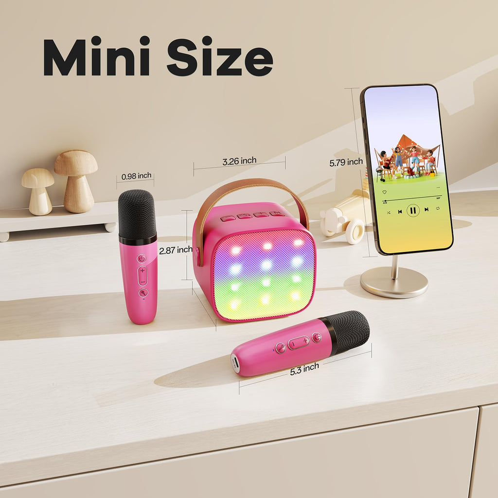YLL Karaoke Machine for Kids, Portable Mini Speaker with 2 Wireless Microphones, TOP Kids Gifts for Girls Ages 3, 4, 5, 6, 7, 8, 9, 10+ Years Old, 4-12th Birthday Singing Present Toy Party (Purple)
