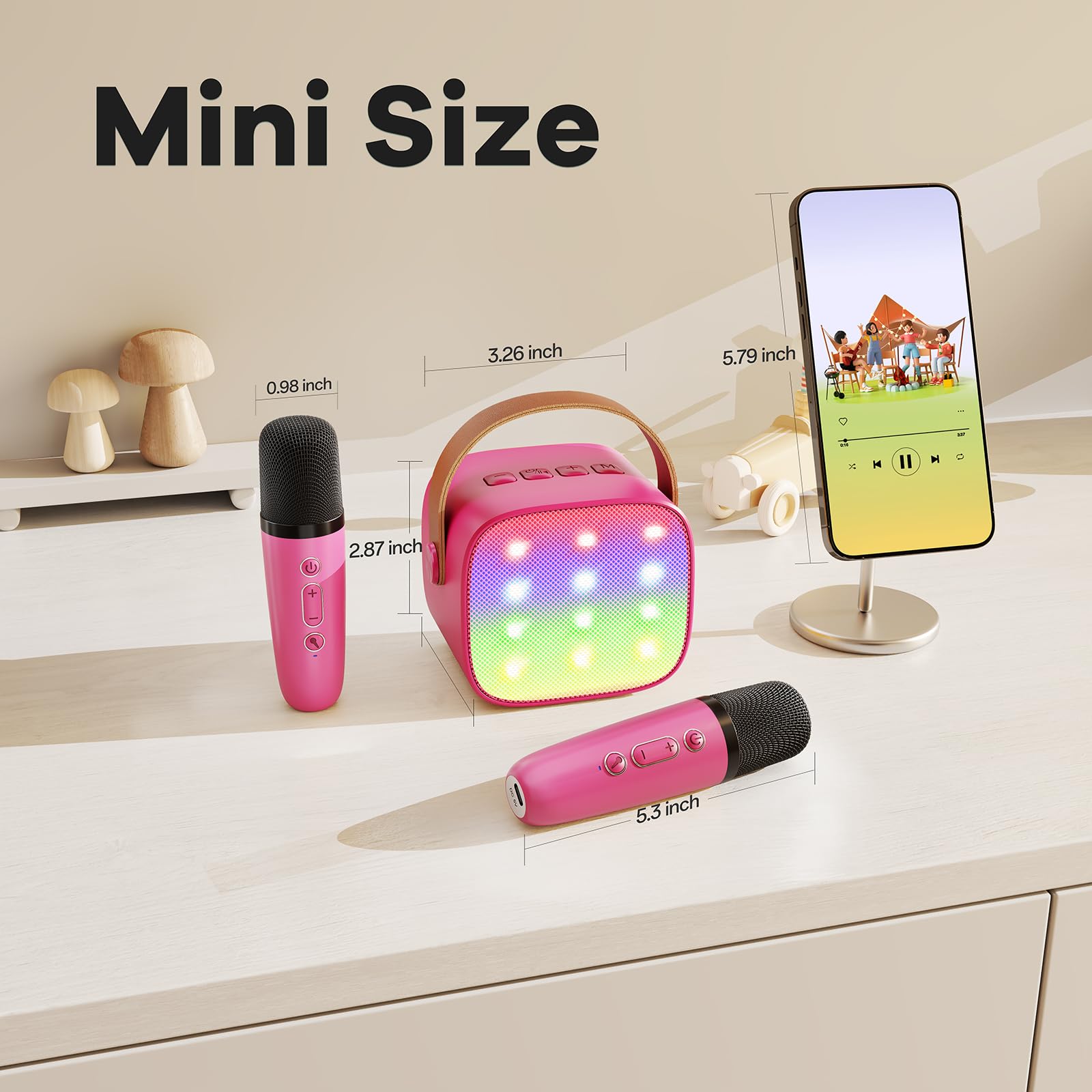 YLL Karaoke Machine for Kids, Portable Mini Speaker with 2 Wireless Microphones, TOP Kids Gifts for Girls Ages 3, 4, 5, 6, 7, 8, 9, 10+ Years Old, 4-12th Birthday Singing Present Toy Party (Purple)