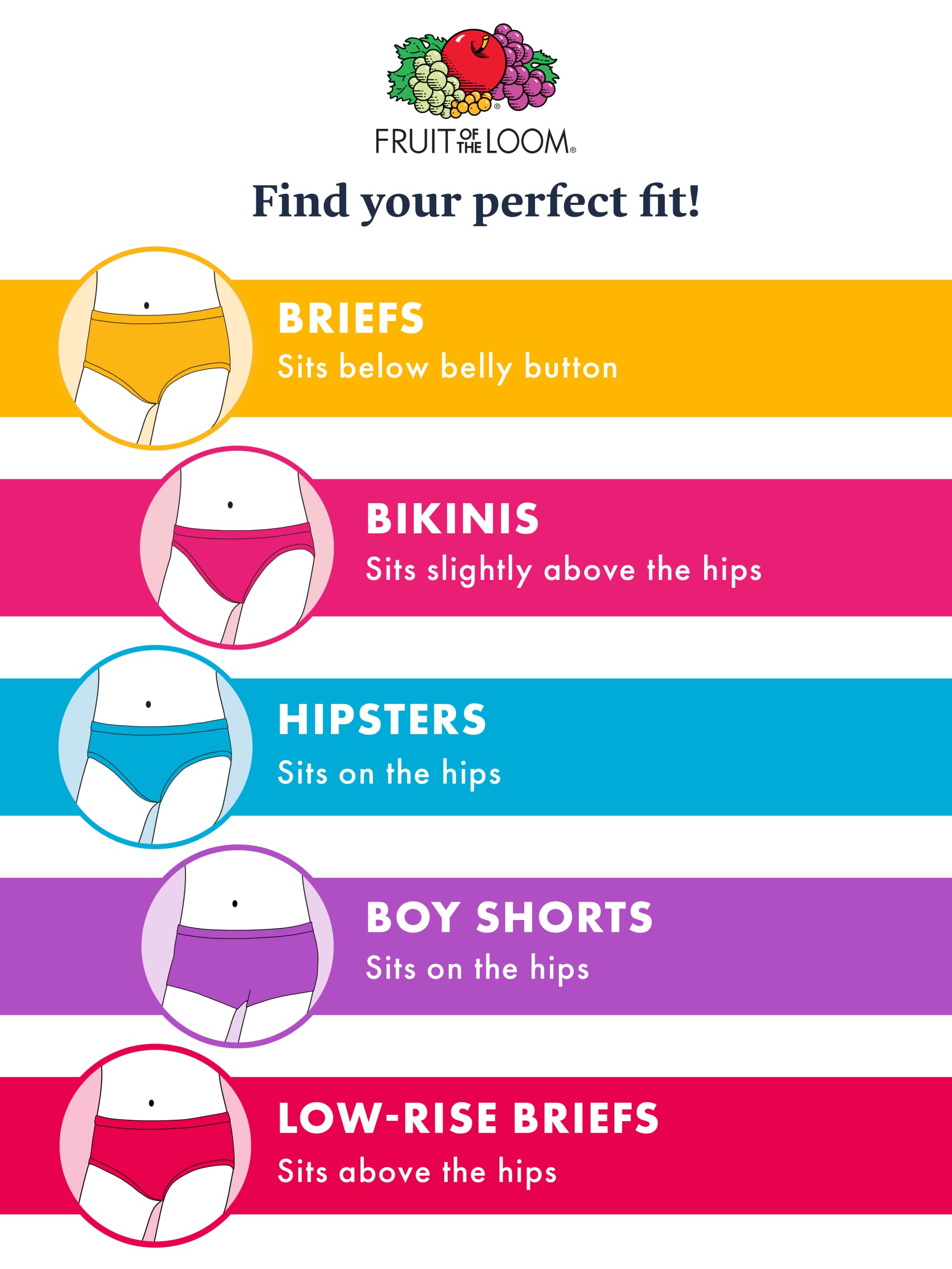 Fruit of the Loom Girls' Cotton Brief Underwear Multipacks