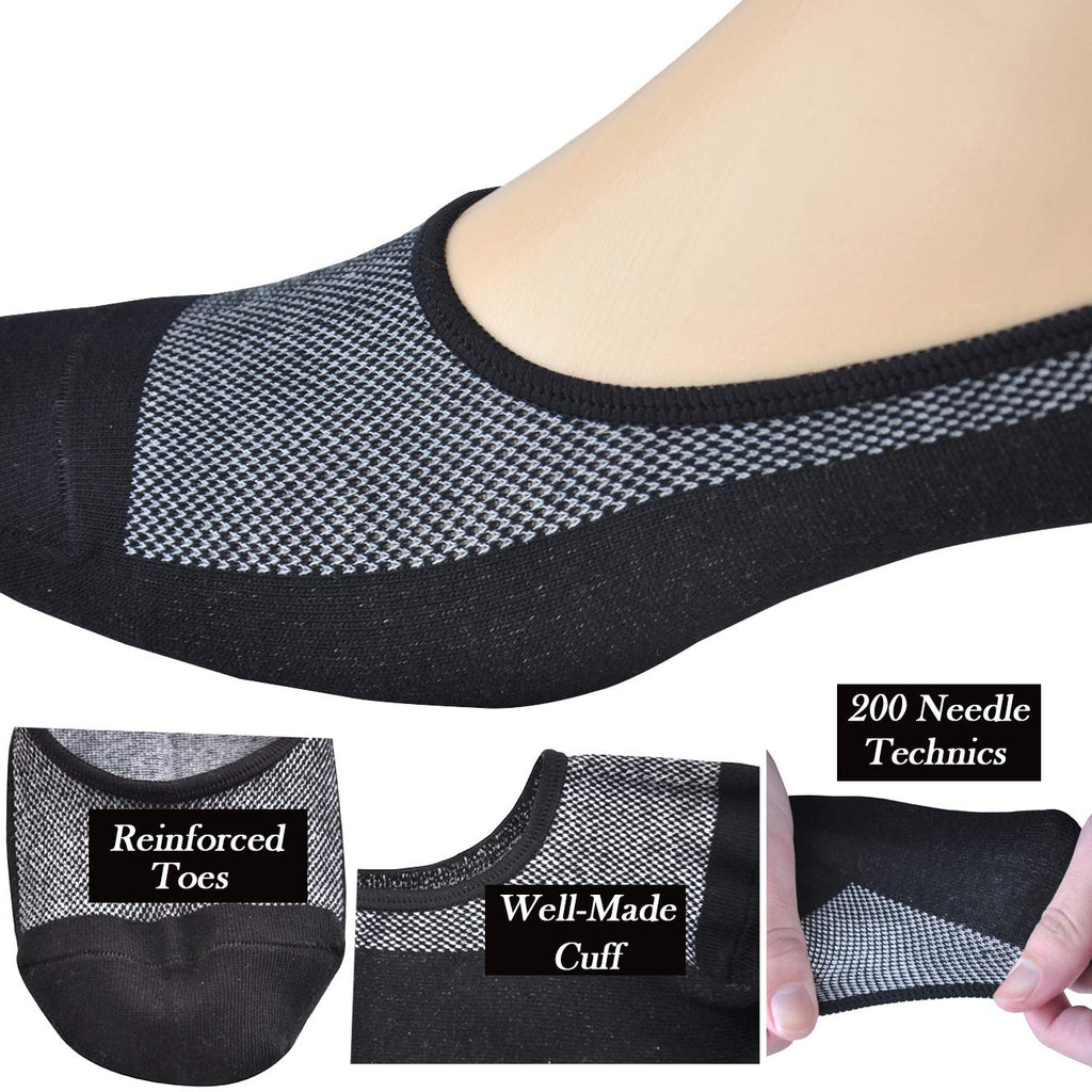 Genuine Mens No Show Socks, Loafer Sneakers Low Cut Cotton Socks With Non Slip Grips