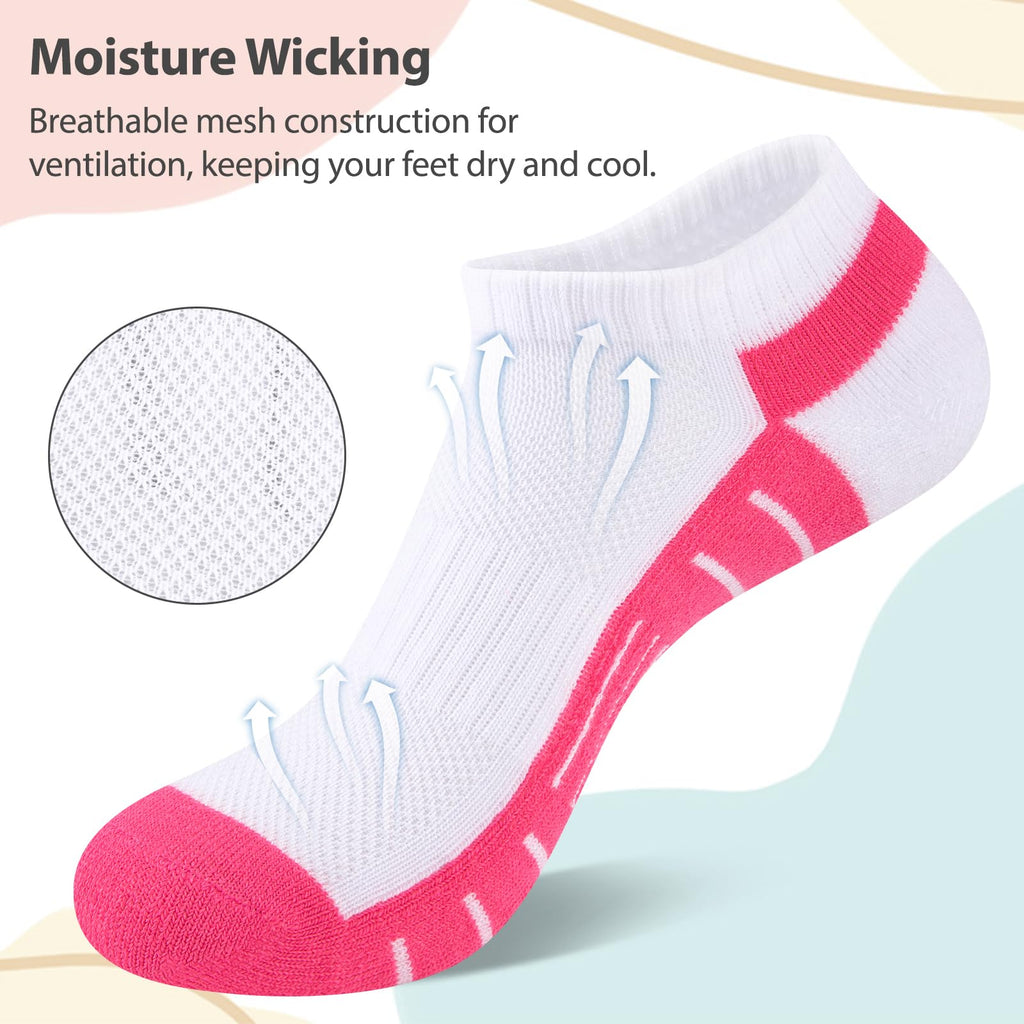 7 Pairs Ankle Socks Womens Athletic Cushioned Running Low Cut Socks for Women