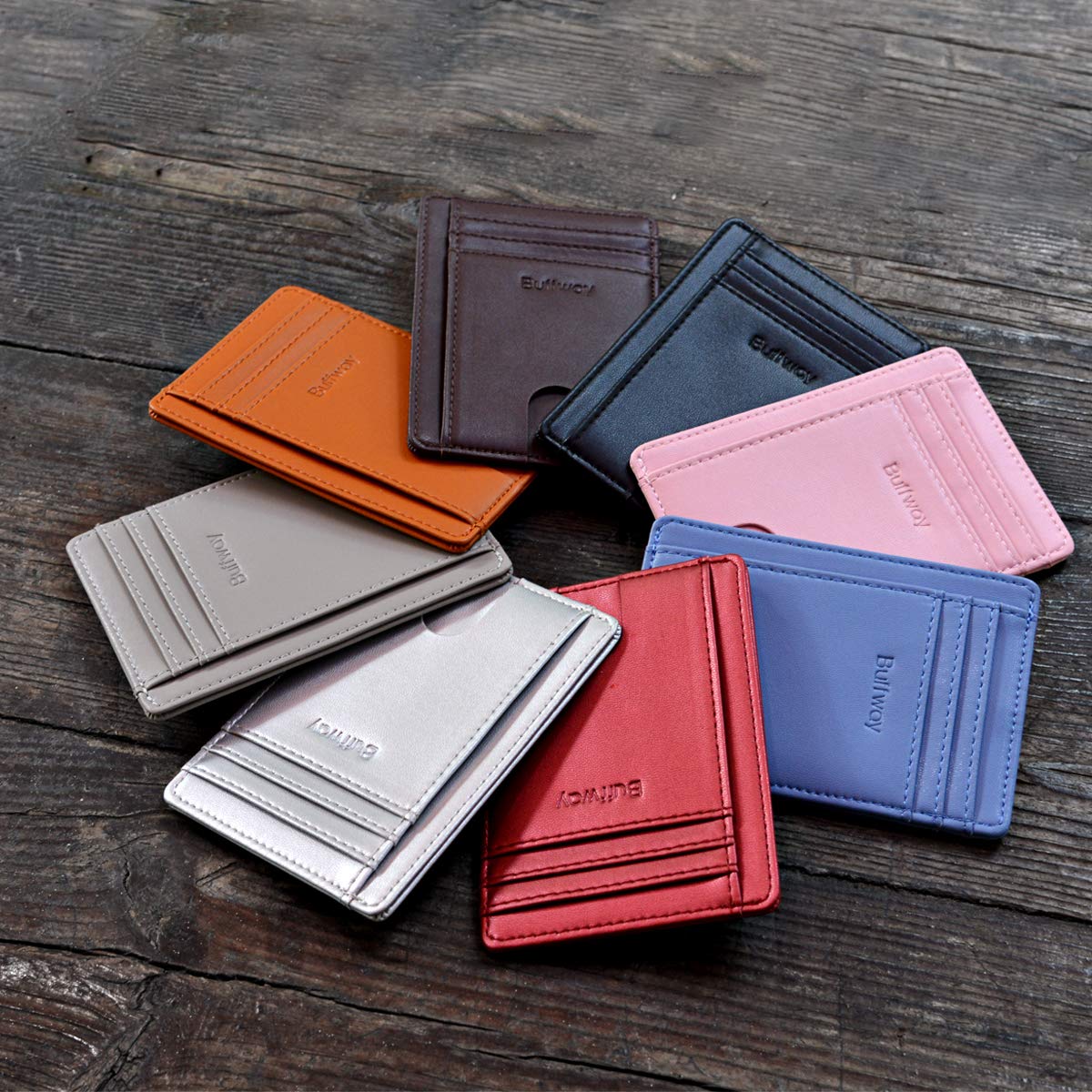 Slim Minimalist Front Pocket RFID Blocking Leather Wallets for Men and Women - Carbon Fiber Black