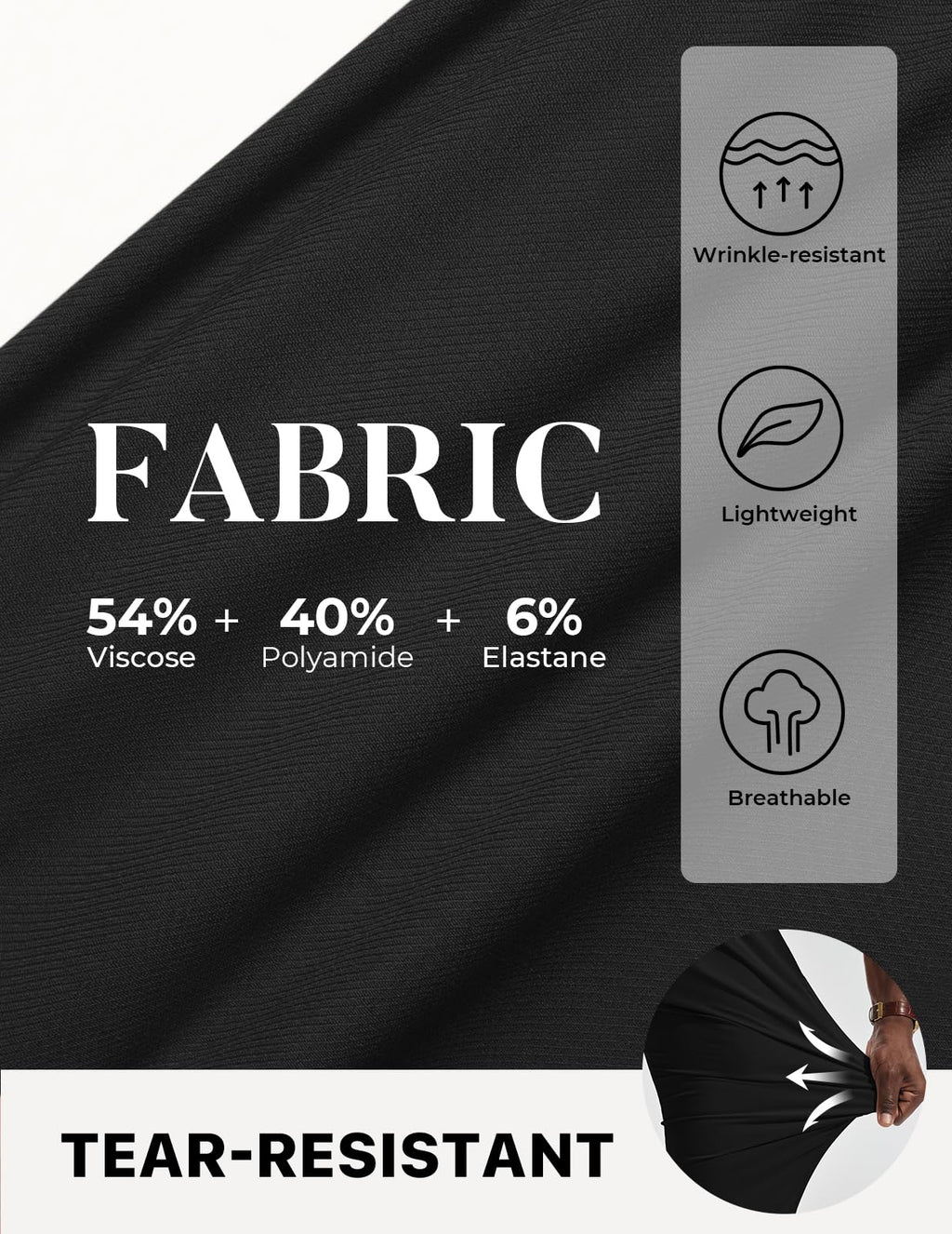 Mens Dress Pants 4-Way Stretch Tapered Trousers Extended Waist Dress Pant Casual Golf Pants