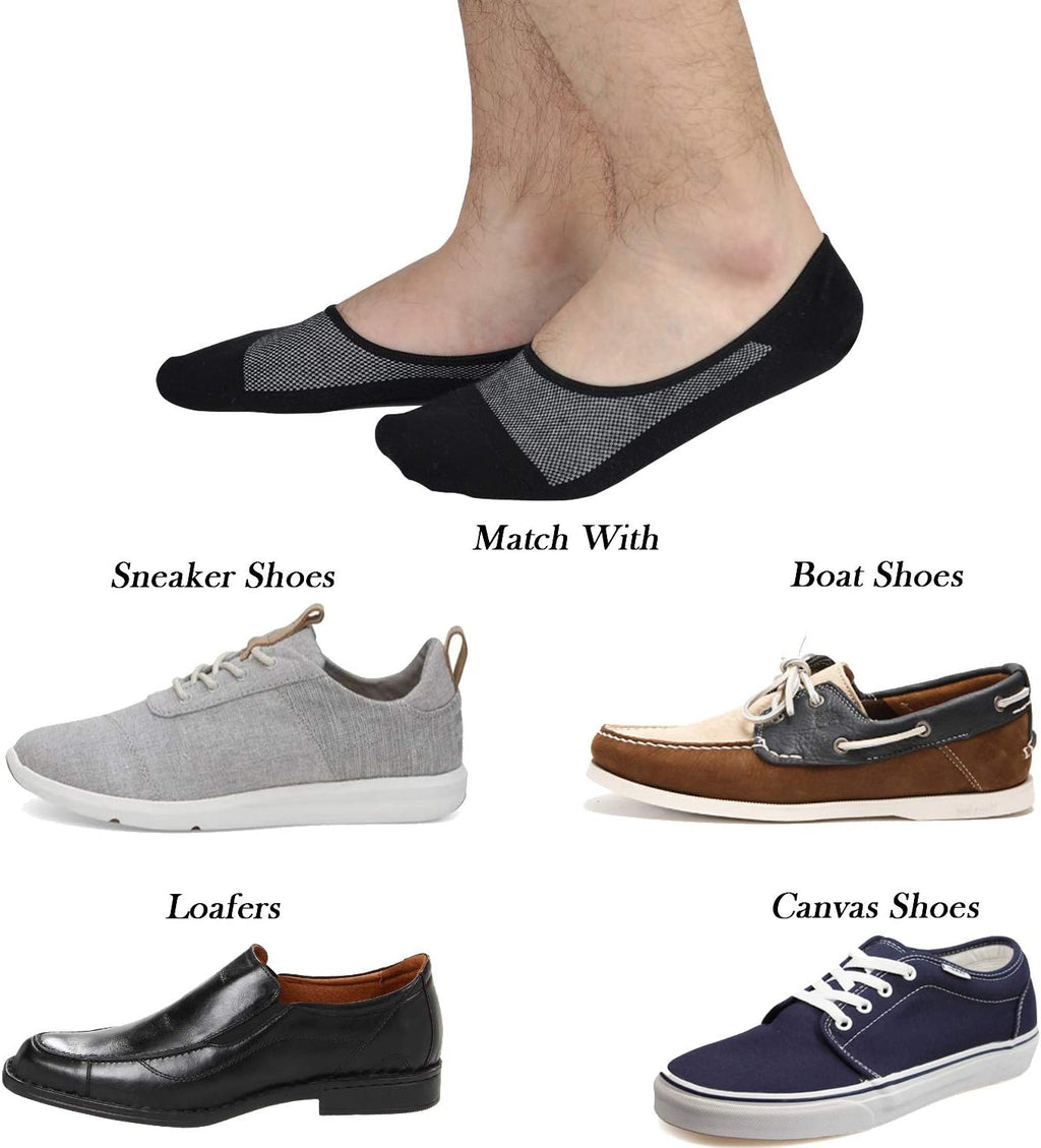 Genuine Mens No Show Socks, Loafer Sneakers Low Cut Cotton Socks With Non Slip Grips