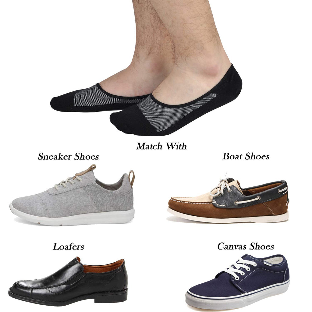 Genuine Mens No Show Socks, Loafer Sneakers Low Cut Cotton Socks With Non Slip Grips
