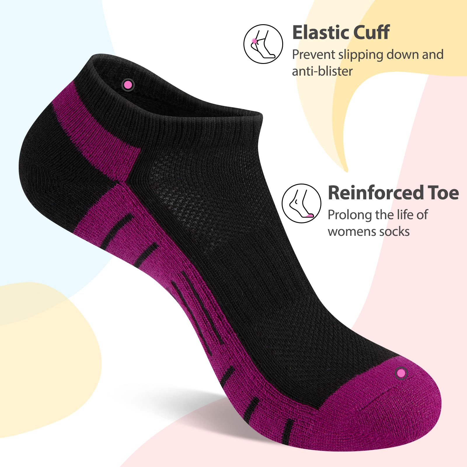 7 Pairs Ankle Socks Womens Athletic Cushioned Running Low Cut Socks for Women