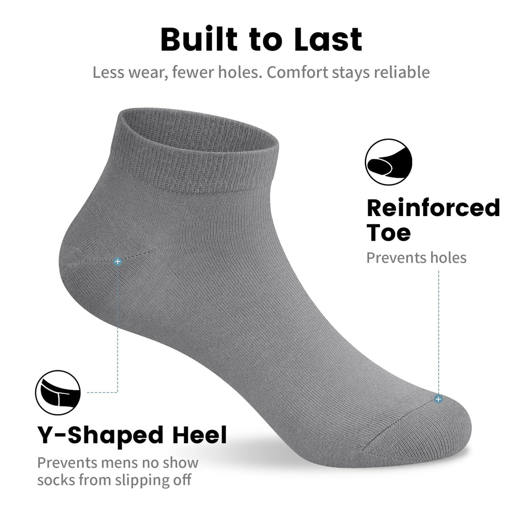 No Show Socks Men, Low Cut Ankle Short Casual Cotton Socks with Non Slip Grips 6-10/11-13