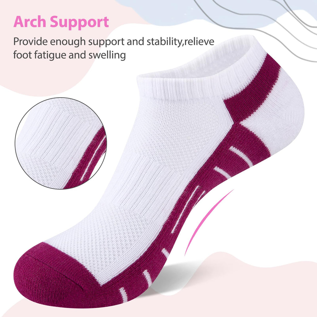 7 Pairs Ankle Socks Womens Athletic Cushioned Running Low Cut Socks for Women