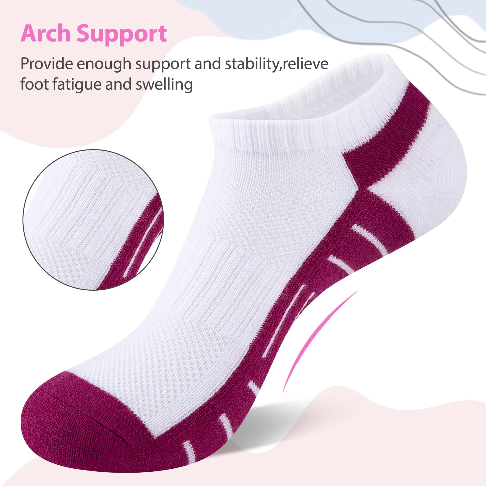 7 Pairs Ankle Socks Womens Athletic Cushioned Running Low Cut Socks for Women