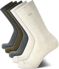 Mens Crew Socks - 5 Pack Breathable Cushion Crew Athletic Mid-Calf Socks for Men for Running and Workout (7-12)