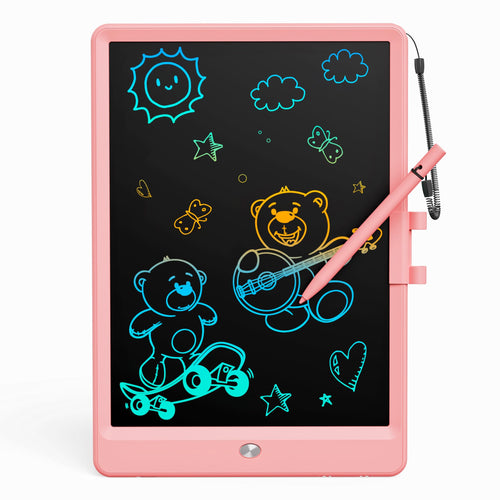 Bravokids 10 Inch LCD Writing Tablet for 3-8 Year Olds - Electronic Drawing Pad and Doodle Board as Educational Birthday Gifts for Girls and Boys (Pink)