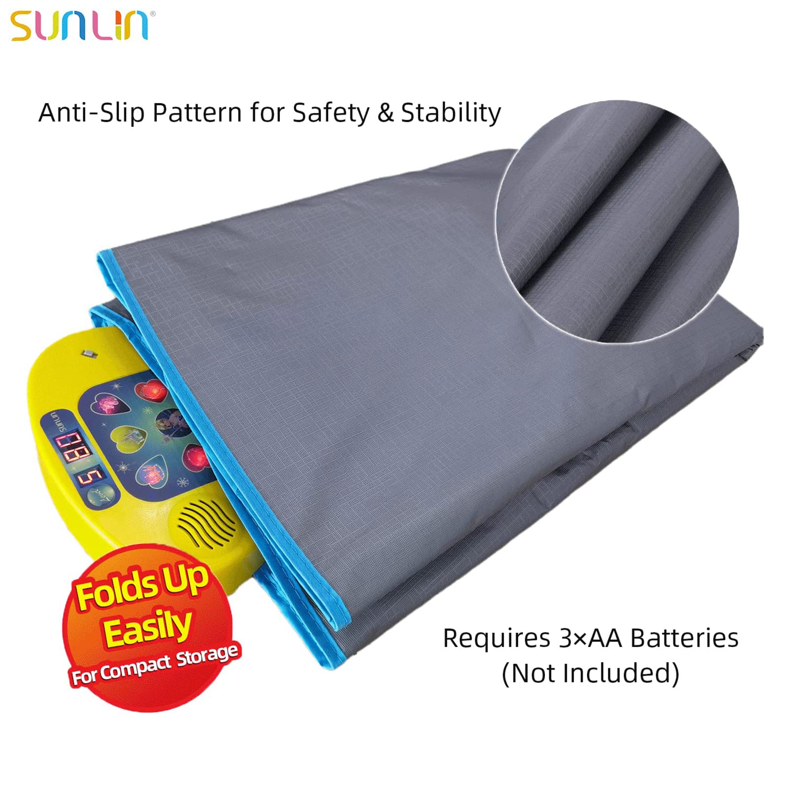 SUNLIN Dance Mat - Rhythm Step Play Mat - Dance Game Toy Pad with LED Lights, Gift for Kids Girls 3-12, Adjustable Volume, Built-in Music, 3 Challenge Levels