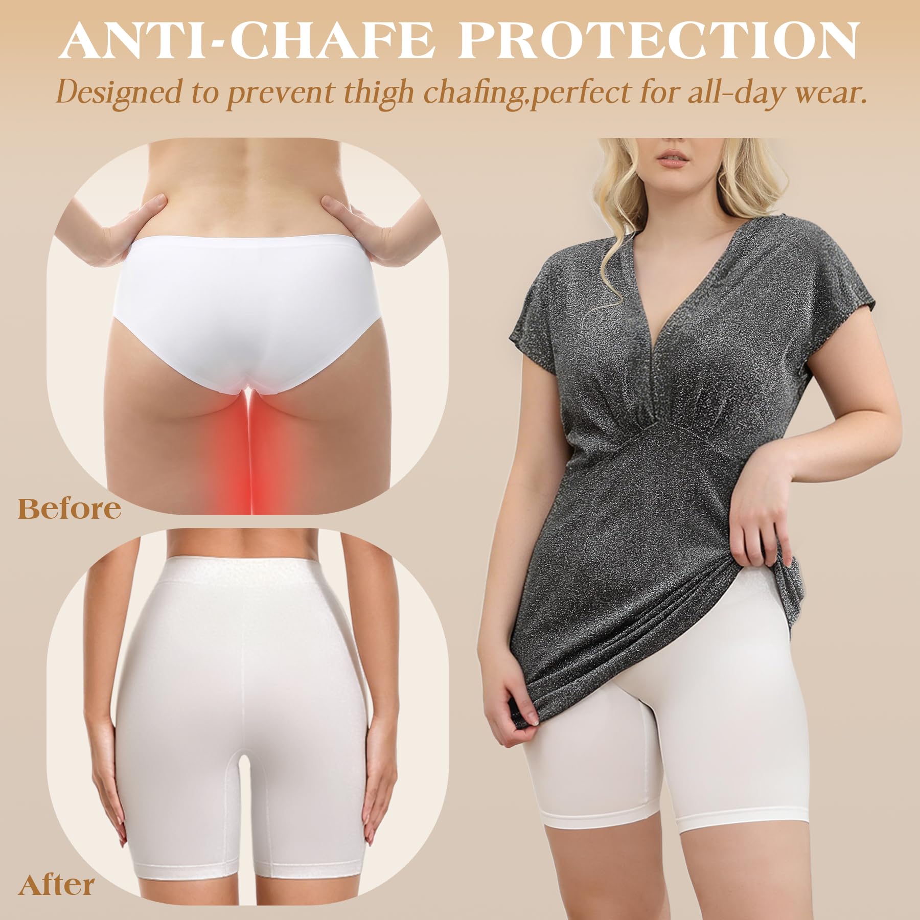 3 Pack Slip Shorts for Women Under Dress,Comfortable Smooth Yoga Shorts,Workout Biker Shorts
