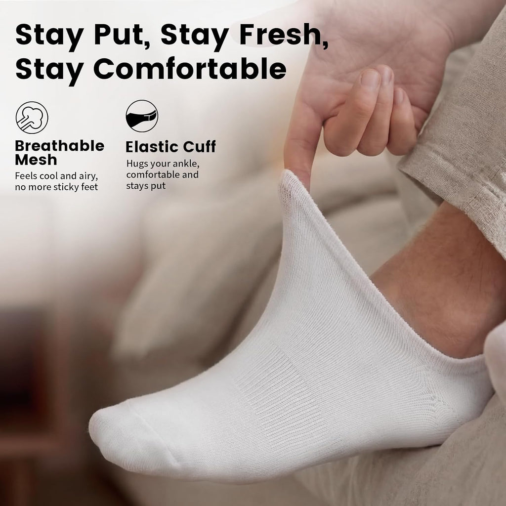No Show Socks Men, Low Cut Ankle Short Casual Cotton Socks with Non Slip Grips 6-10/11-13