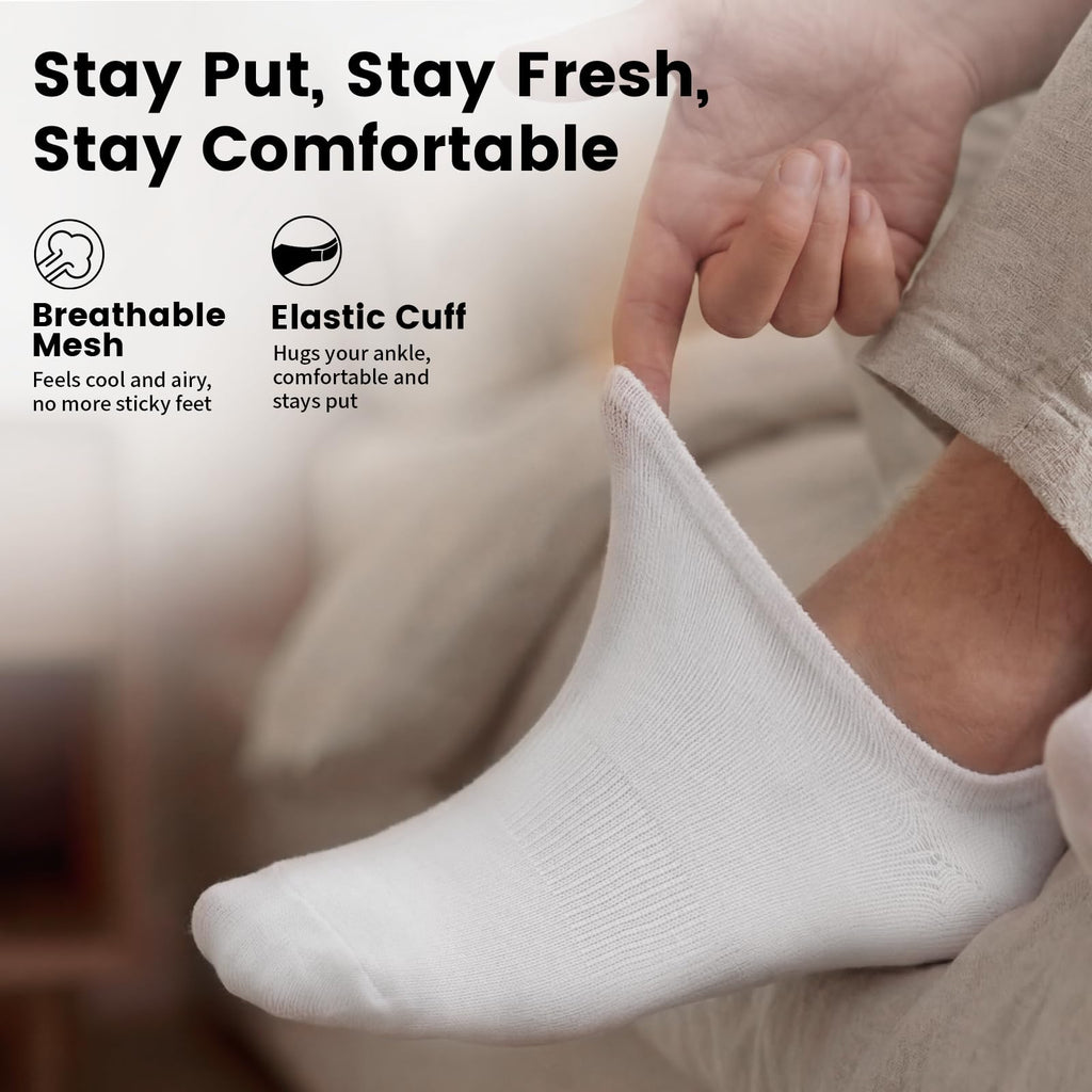 No Show Socks Men, Low Cut Ankle Short Casual Cotton Socks with Non Slip Grips 6-10/11-13