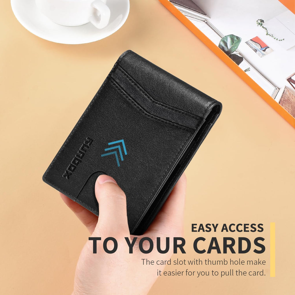 Wallet for Men -Slim Rfid Leather Mens Bifold Novelty Wallets 2 ID Window With Gift Box Men's Accessories | Slim