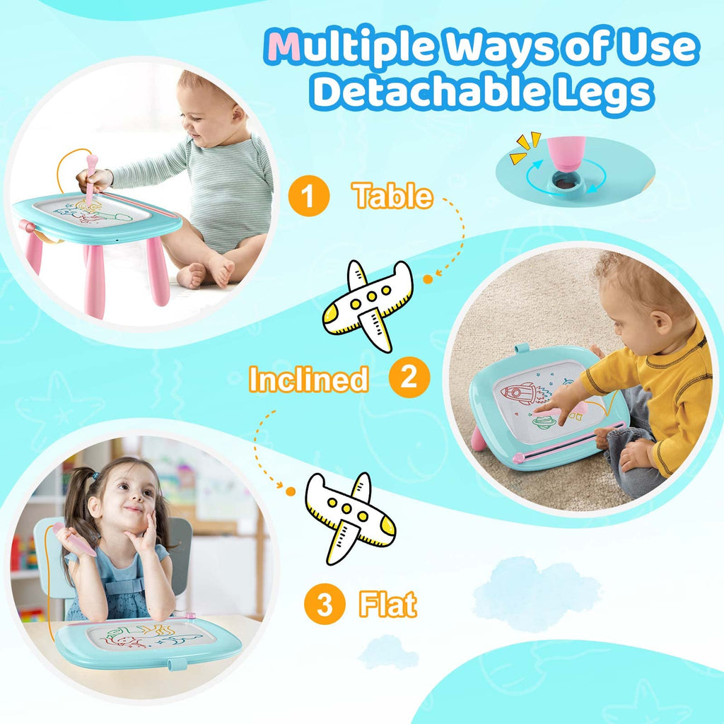 Kikidex Magnetic Drawing Board, Toddler Girl Toys for 1-2 Year Old, Doodle Board Pad Learning and Educational Toys for 1 2 3 Year Old Baby Kids Birthday Gift(Soft Pink)