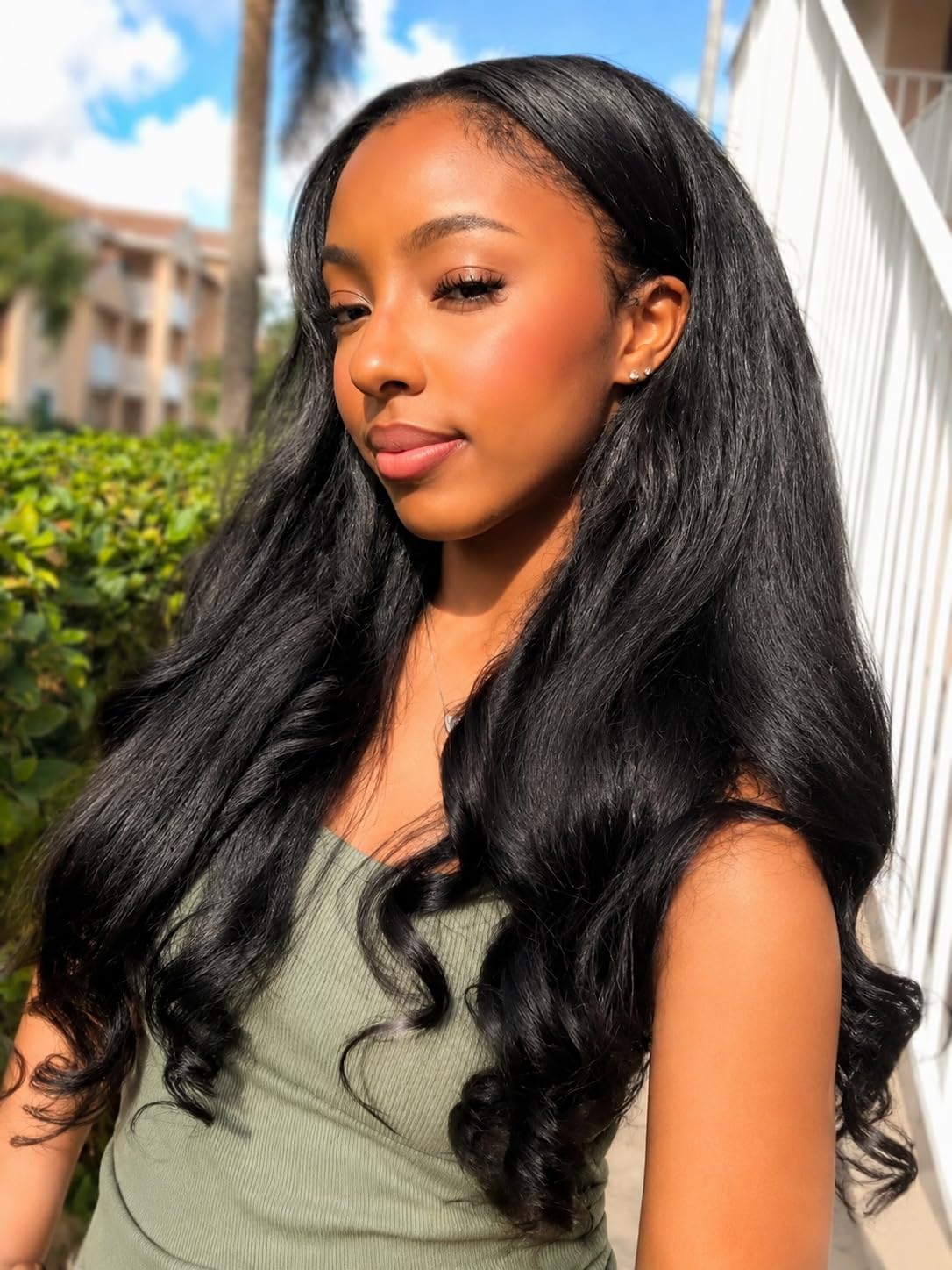 V Part Wigs Kinky Straight Human Hair with Drawstring,Glueless Easicontour V-Part Clip in Upgraded U Part Kinky Wig for Women No Leave Out Ready to Wear Beginner Friendly 150% Density 20inch