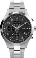 Men's Dress Chronograph 43mm Watch - Silver-Tone Bracelet Black Dial Silver-Tone Case