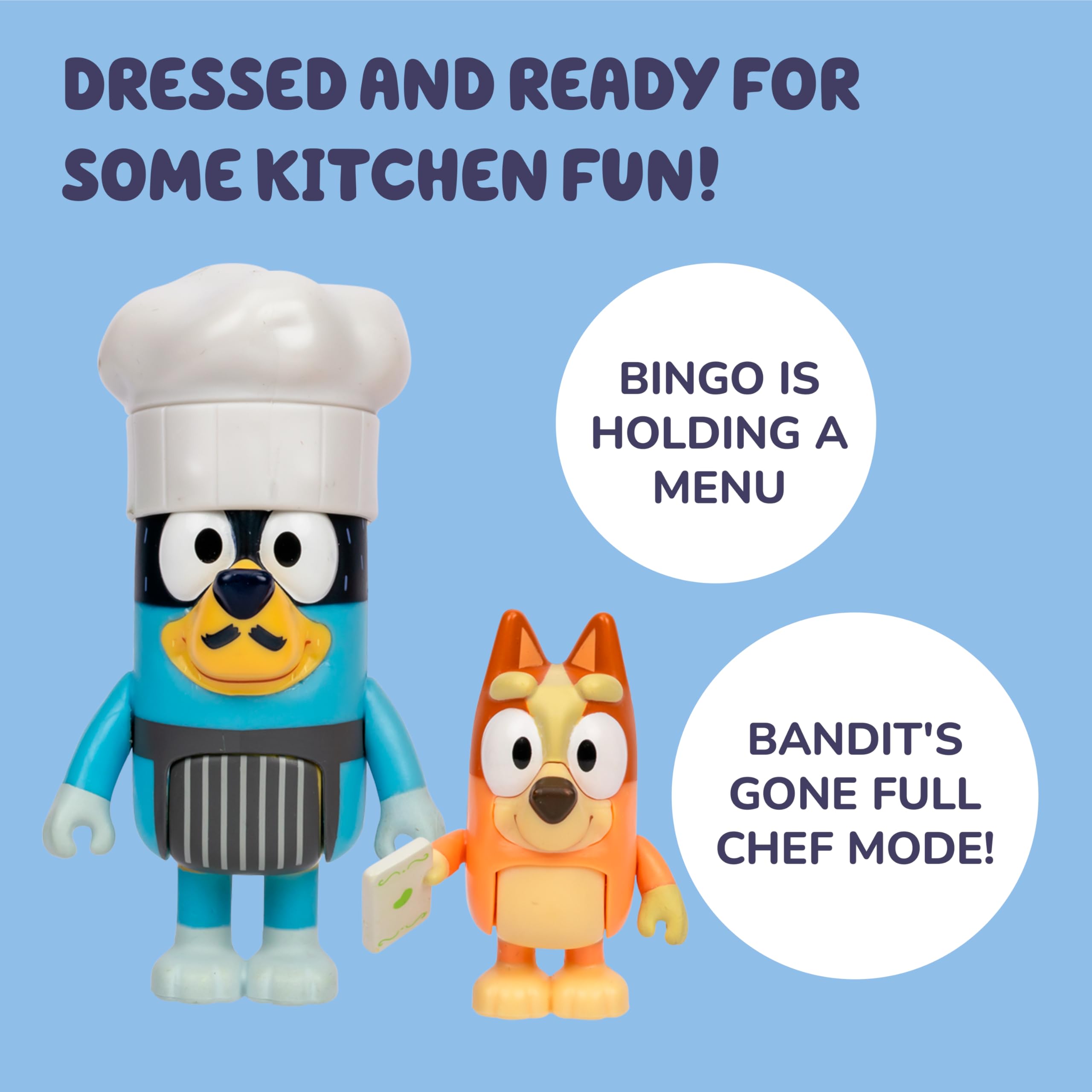 Bluey Family Figure Pack of 4, Robust Poseable Character Toys with Bingo, Chilli, and Bandit Figures, Toddler-Sized Animal Figurines for Kids Ages 3+