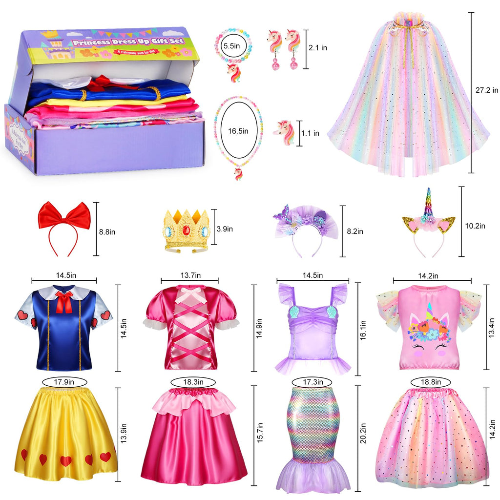 LIMIROLER Princess Dress Up Clothes for Little Girl Role Play Costume Gift Set Princess Dress Up Toys for Toddler Girls