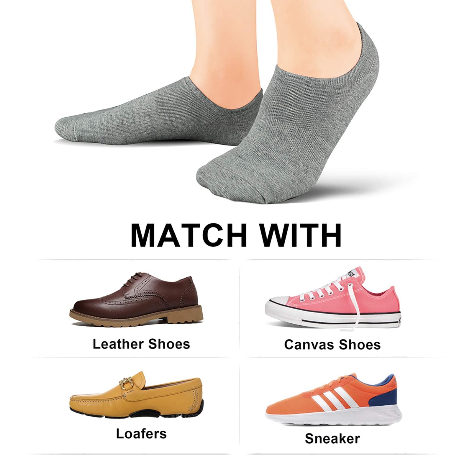 No Show Socks Women Low Socks Non Slip Flat Boat Line 4/8 Pairs