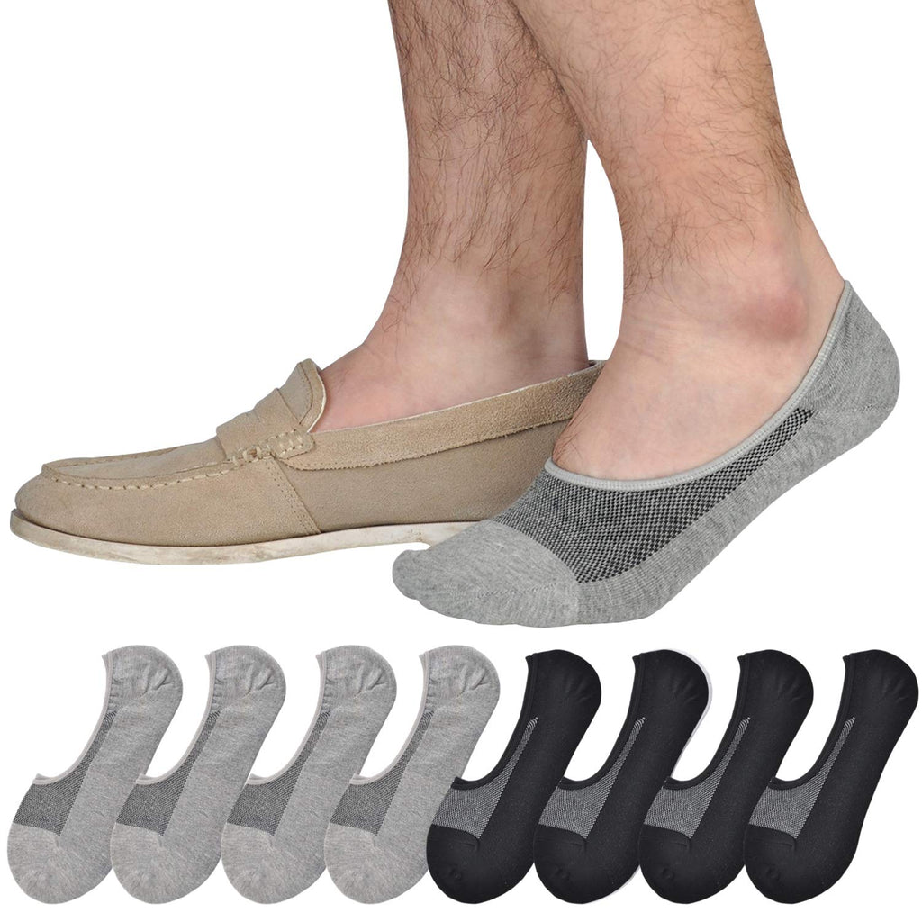 Genuine Mens No Show Socks, Loafer Sneakers Low Cut Cotton Socks With Non Slip Grips