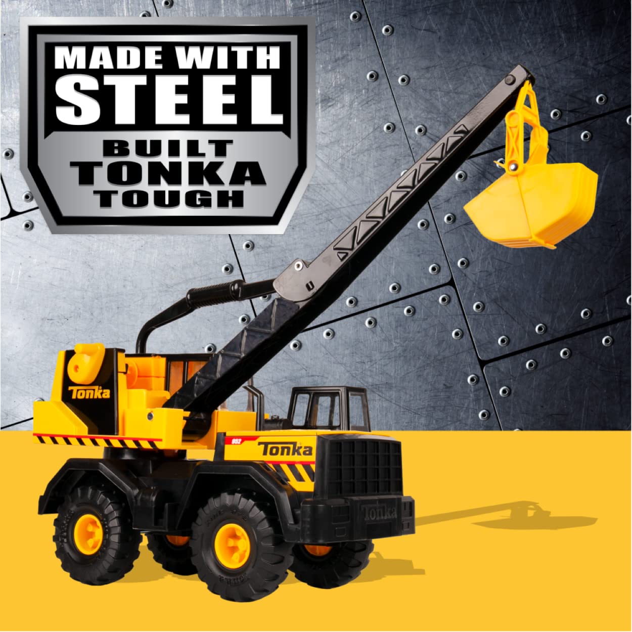 Tonka Steel Classics 4x4 Pickup Truck - Made with Steel & Sturdy Plastic, Yellow Toy Construction Truck, Boys and Girls, Kids, Toddlers, Ages 3+