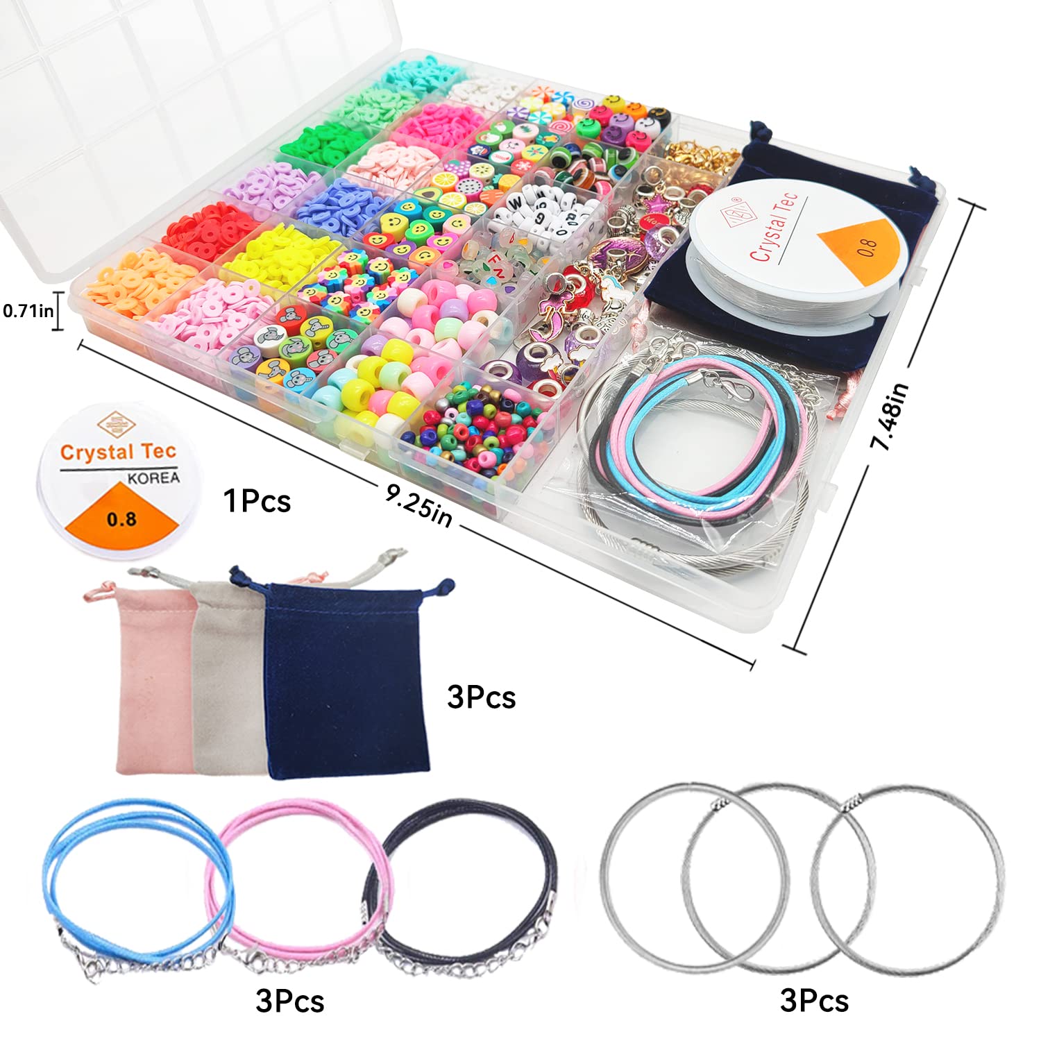 leitait Girls Toys Bracelet Making Kit -3400pcs Charm Jewelry Making Kit Supplies,Unicorn/Mermaid Crafts Birthday Christmas Gifts for Girls Ages 5 6 7 8 9 10 11 12 Years Old