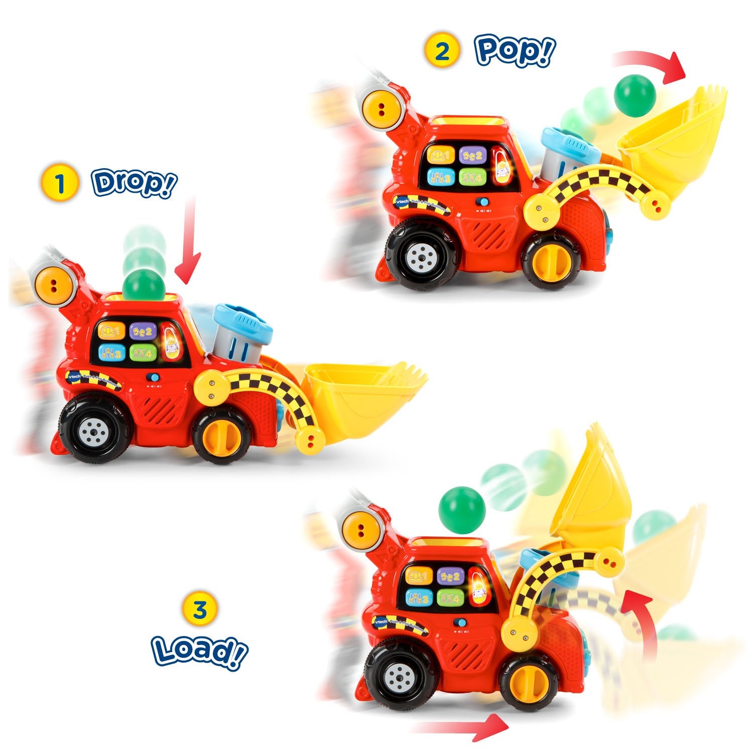 VTech Pop-a-Balls Push and Pop Bulldozer, Yellow