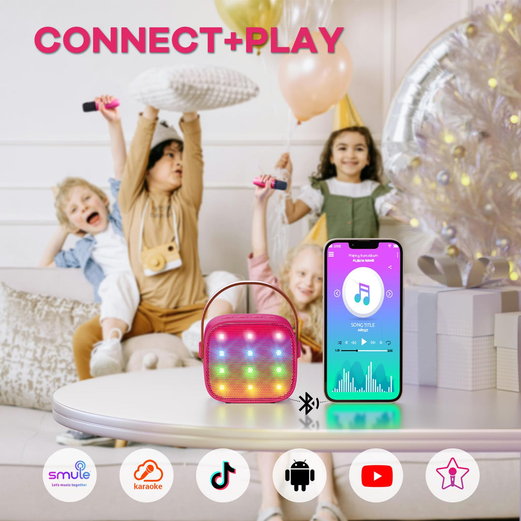 YLL Karaoke Machine for Kids, Portable Mini Speaker with 2 Wireless Microphones, TOP Kids Gifts for Girls Ages 3, 4, 5, 6, 7, 8, 9, 10+ Years Old, 4-12th Birthday Singing Present Toy Party (Purple)