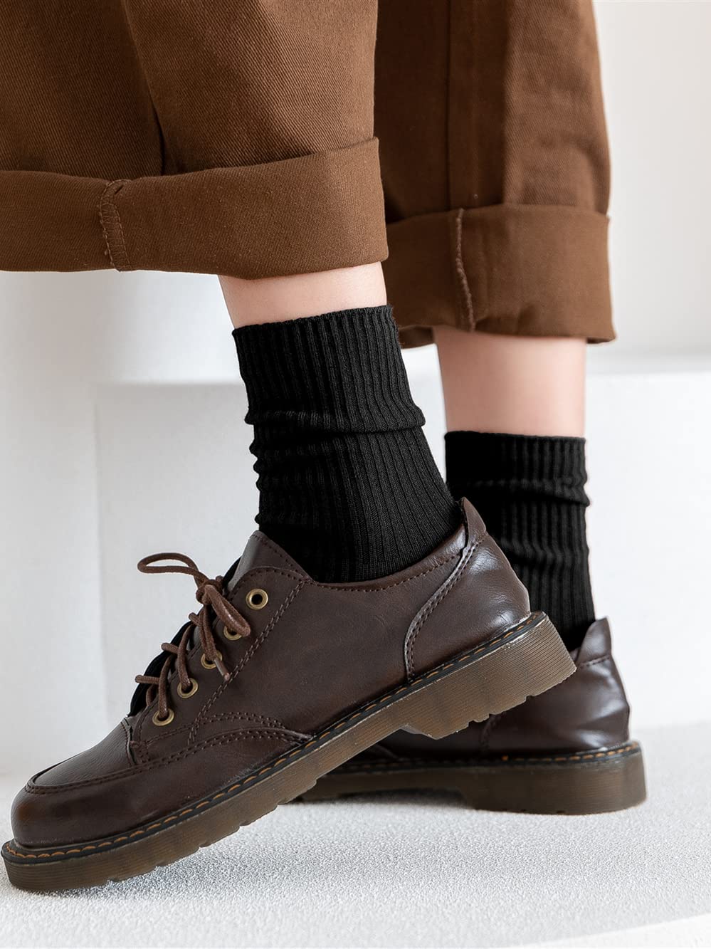 Womens Cute Crew Socks Casual Athletic Aesthetic Socks Neutral Cotton Socks for Women Granola Girls Clothes