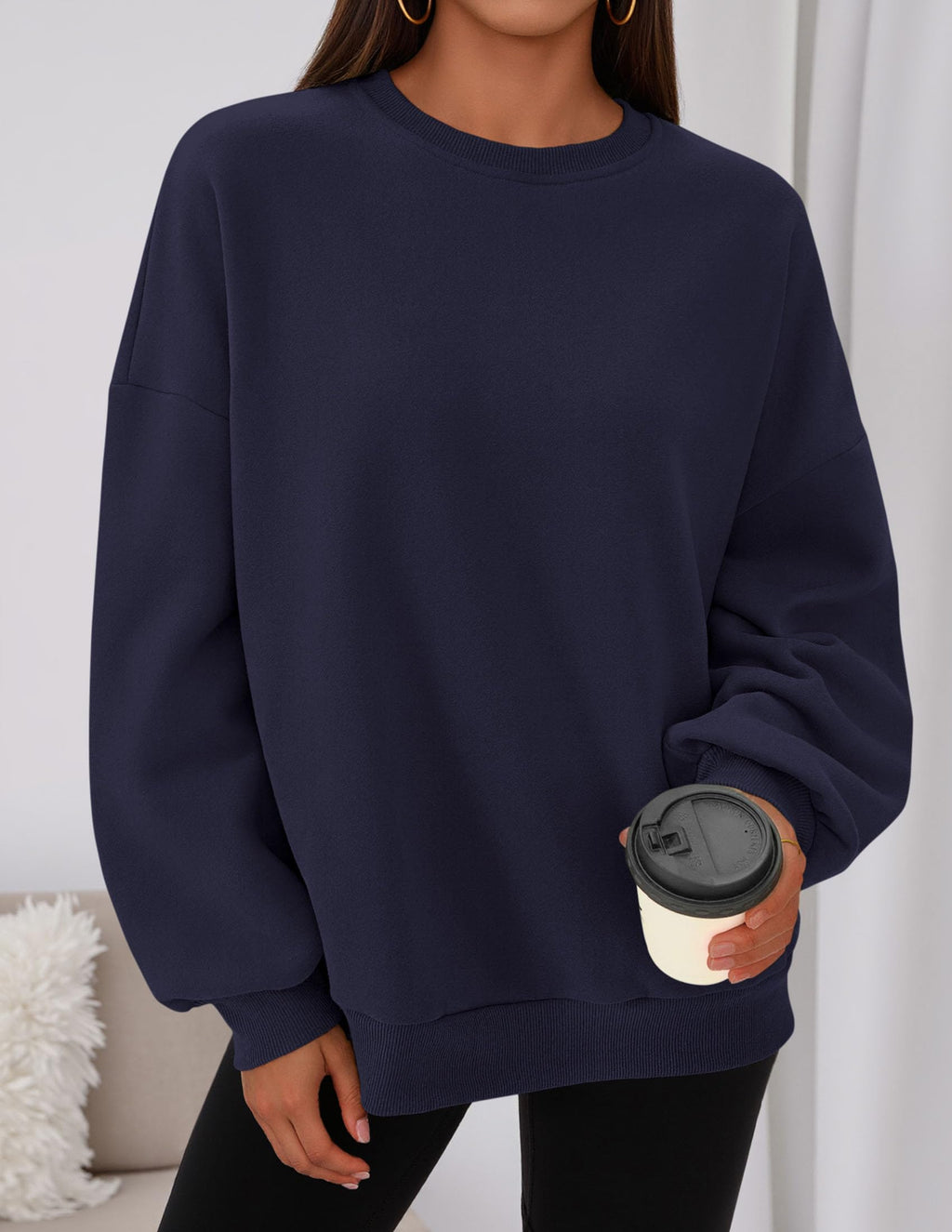 Sweatshirt for Women Oversized Crewneck Long Sleeve Pullover Fleece Top 2026 Fall Winter Fashion Outfits Clothes