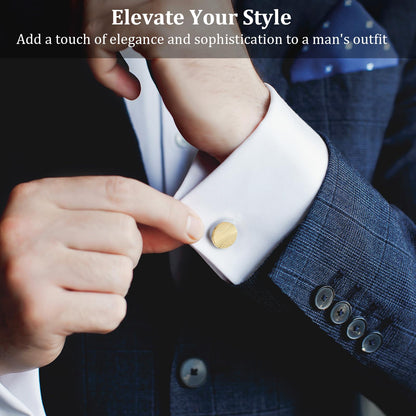 4 Pairs Cufflinks for Men Classic Tone Cuff Links Fashion Men Cufflinks Gold/Sliver Striped Disc Square Rectangle Cuff Links for Business Wedding Party Gift Box