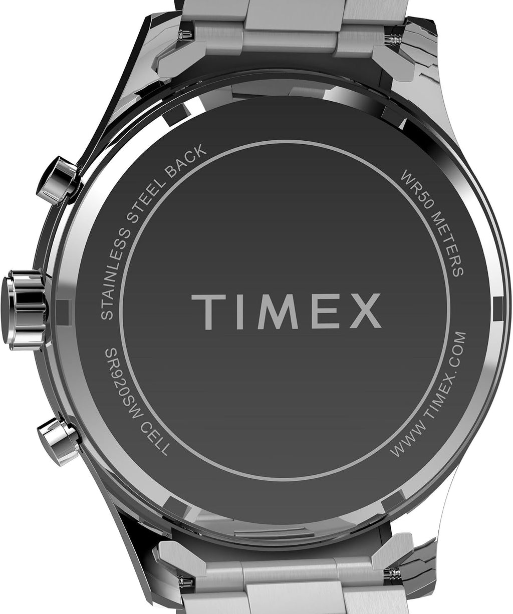 Men's Dress Chronograph 43mm Watch - Silver-Tone Bracelet Black Dial Silver-Tone Case