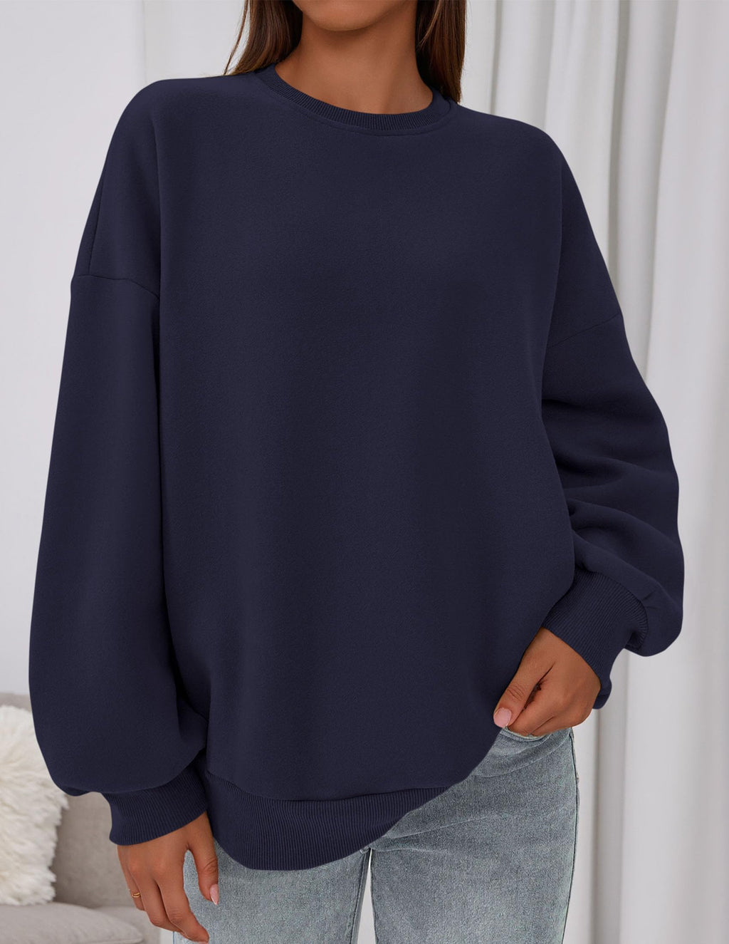 Sweatshirt for Women Oversized Crewneck Long Sleeve Pullover Fleece Top 2026 Fall Winter Fashion Outfits Clothes