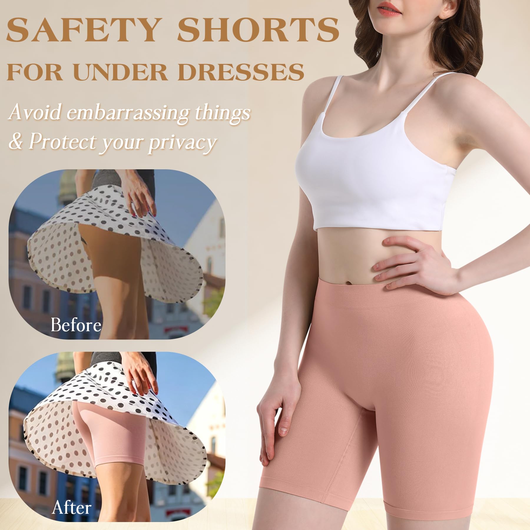 3 Pack Slip Shorts for Women Under Dress,Comfortable Smooth Yoga Shorts,Workout Biker Shorts