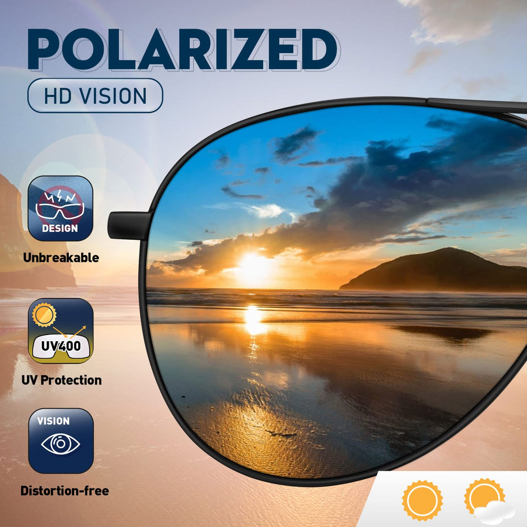 Sunglasses Men Polarized Aviator Sunglasses for Men Women Fishing Driving Sun glasses Metal Frame UV Protection