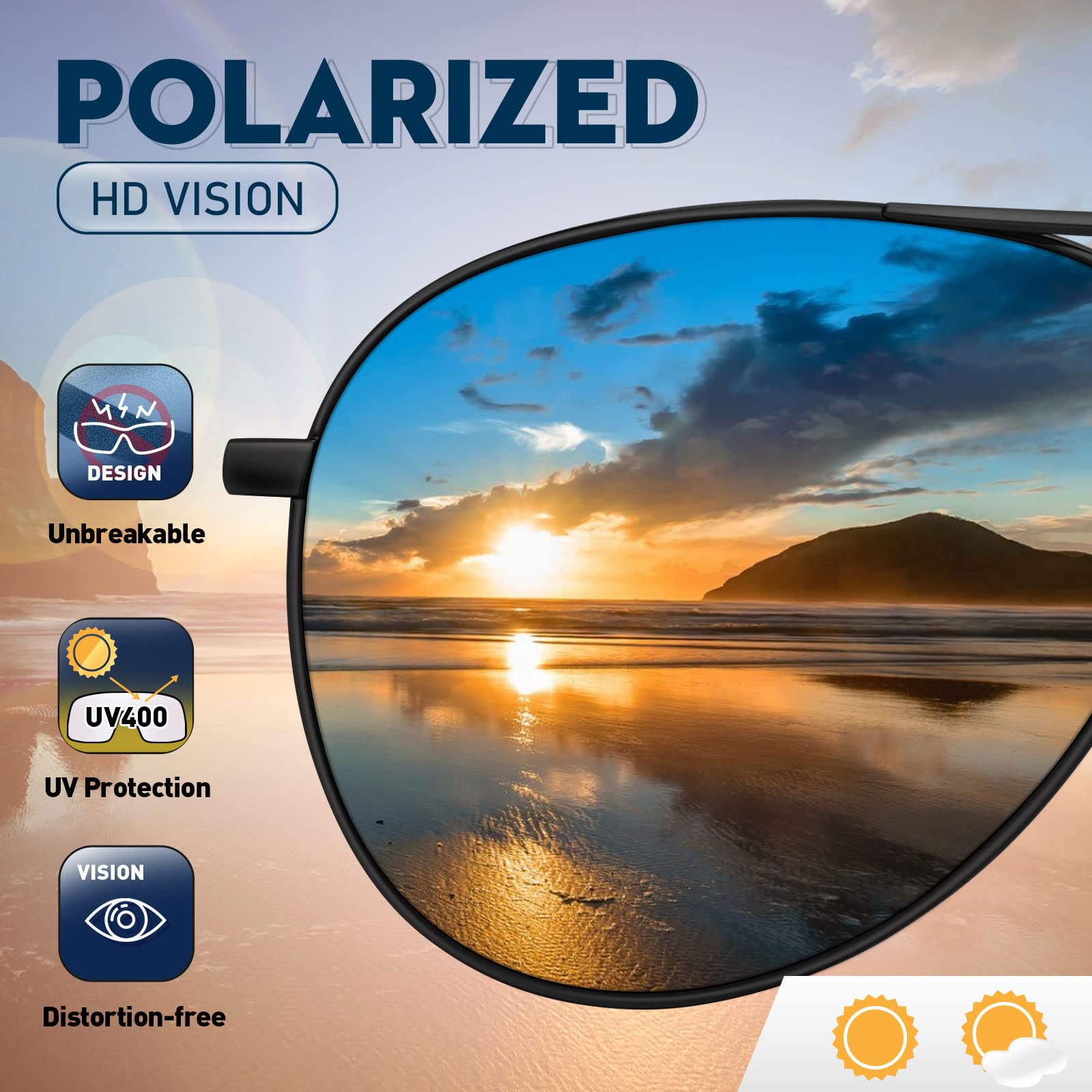 Sunglasses Men Polarized Aviator Sunglasses for Men Women Fishing Driving Sun glasses Metal Frame UV Protection