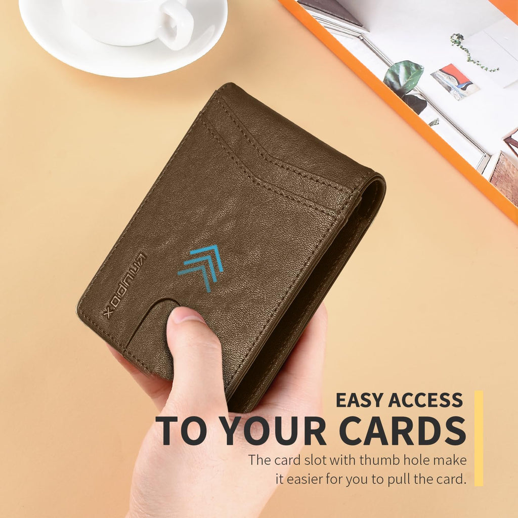 Wallet for Men -Slim Rfid Leather Mens Bifold Novelty Wallets 2 ID Window With Gift Box Men's Accessories | Slim