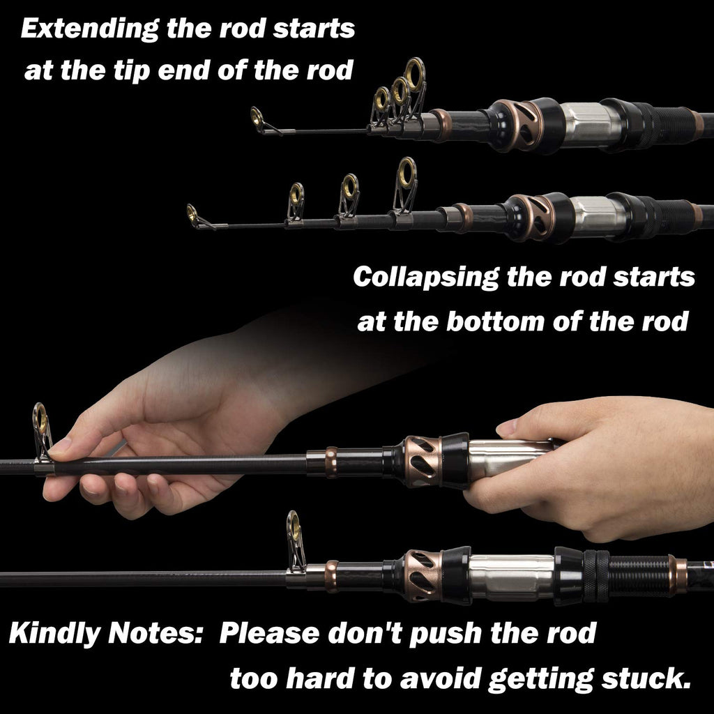 Fishing Rod and Reel Combos - Carbon Fiber Telescopic Fishing Pole - Spinning Reel 12 +1 Shielded Bearings Stainless Steel BB