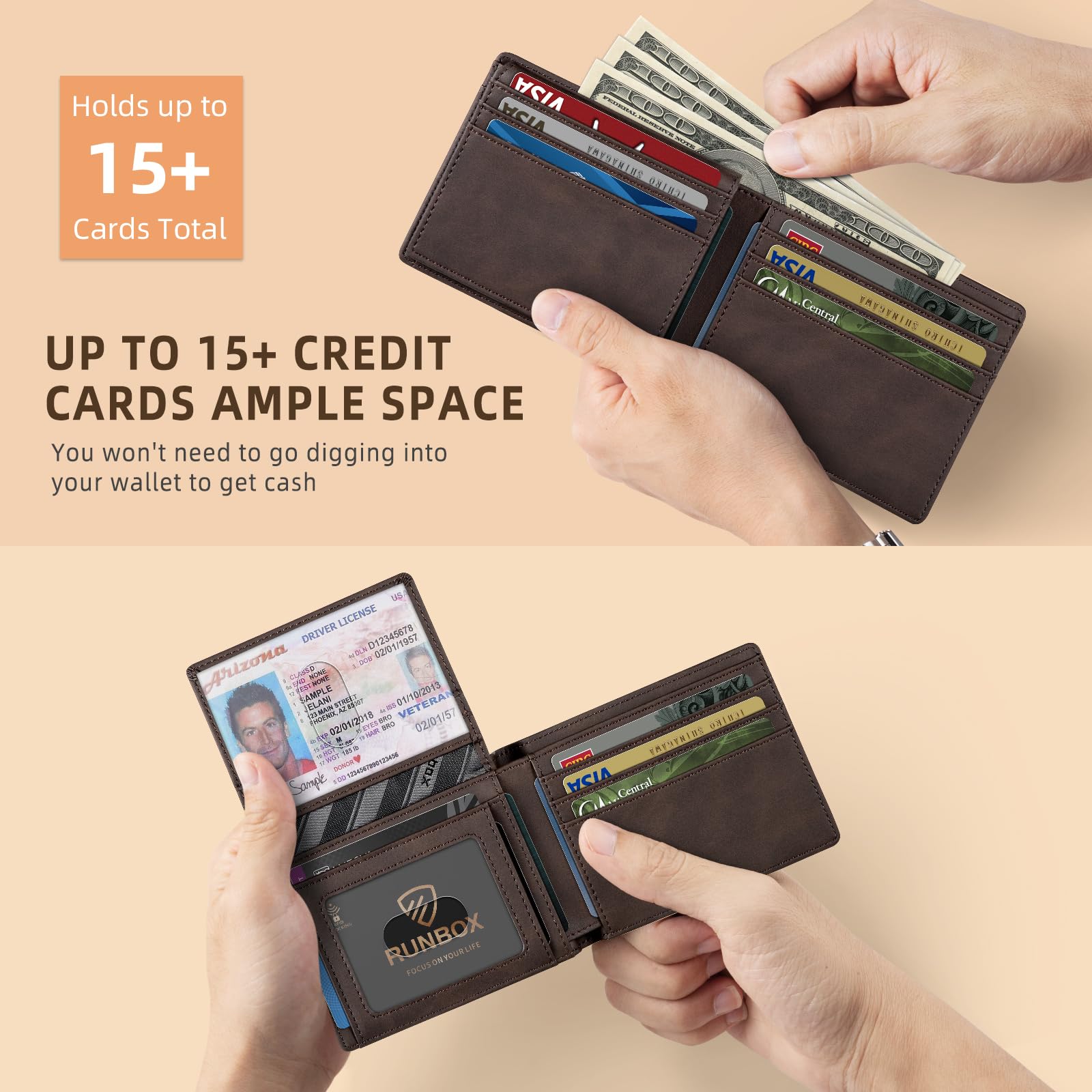 Wallet for Men -Slim Rfid Leather Mens Bifold Novelty Wallets 2 ID Window With Gift Box Men's Accessories | Slim