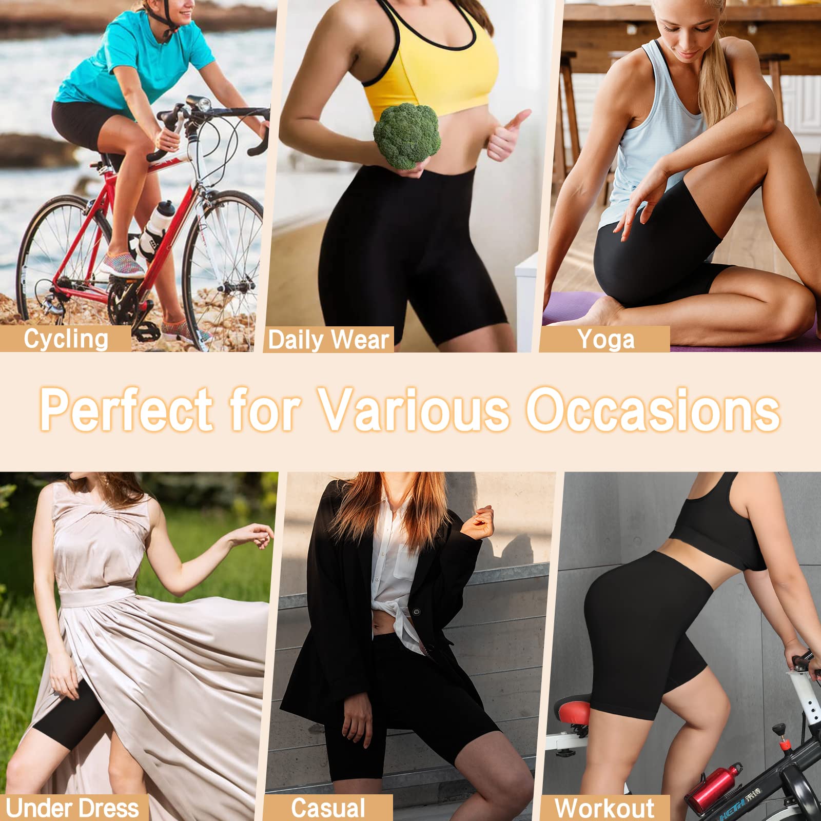 3 Pack Slip Shorts for Women Under Dress,Comfortable Smooth Yoga Shorts,Workout Biker Shorts